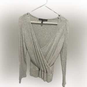 White House Black Market Light Gray Wrap Sweater size small